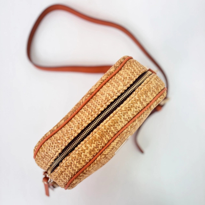 Bandolera Piel Rafia Cuero
