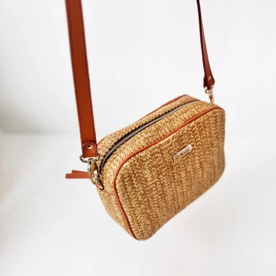 Bandolera Piel Rafia Cuero
