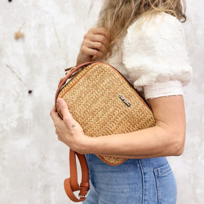 Bandolera Piel Rafia Cuero