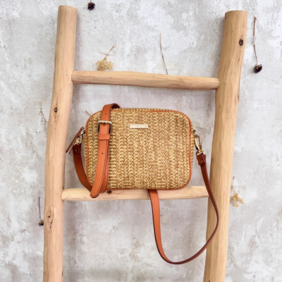 Bandolera Piel Rafia Cuero