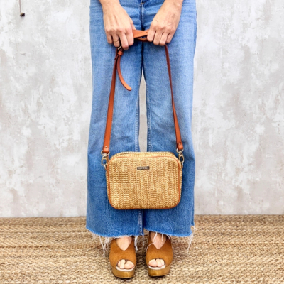 Bandolera Piel Rafia Cuero
